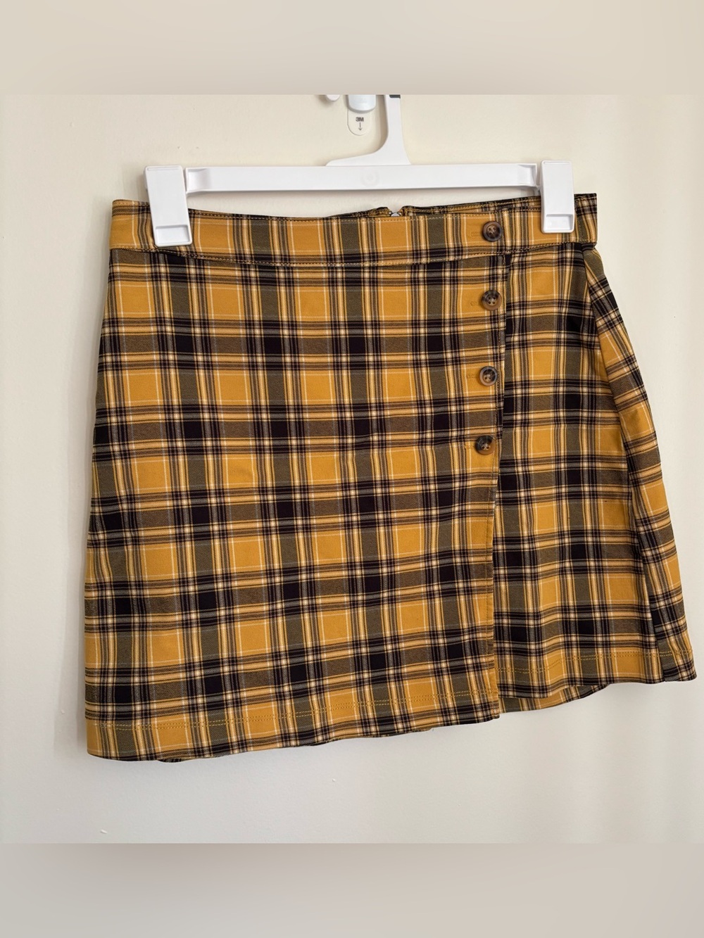 Hollister yellow plaid high waisted skirt